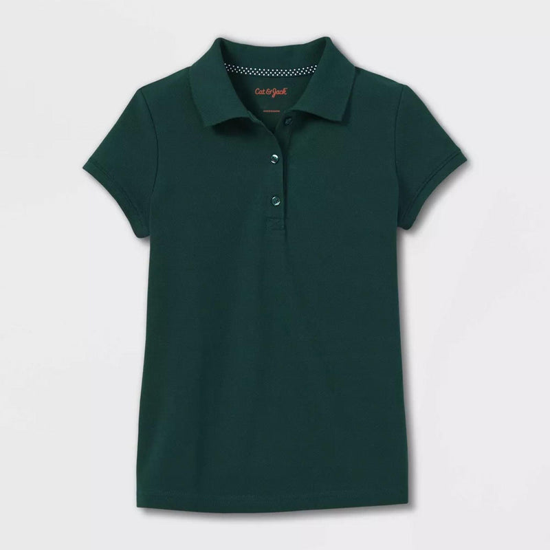 Load image into Gallery viewer, Cat &amp; Jack Girls&#39; Short Sleeve Stretch Pique Uniform Polo Shirt - Dark Green Large Plus Shop Now at Rainy Day Deliveries
