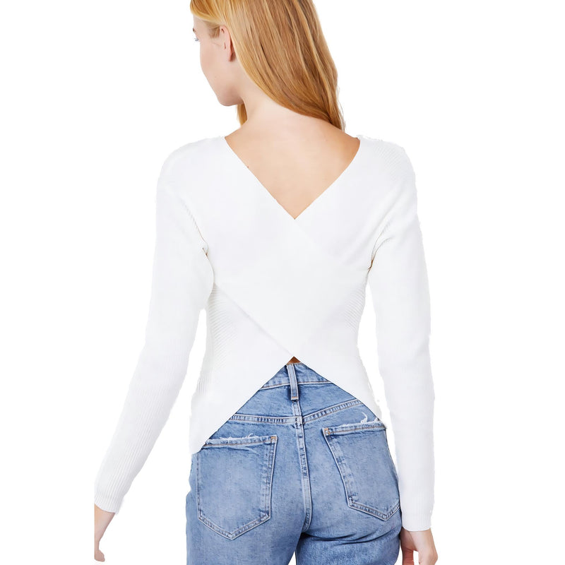 Load image into Gallery viewer, Chic Laced Allure V-Neck Sweater in White
