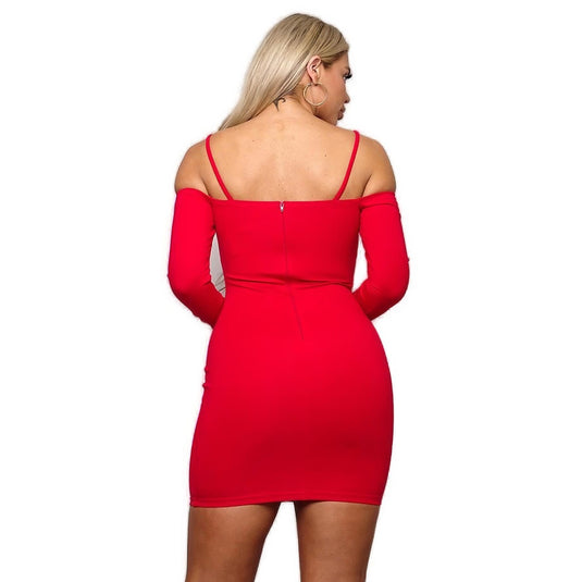 Chic Cold Shoulder Long Sleeve Mini Dress with Front Strap Detail Shop Now at Rainy Day Deliveries