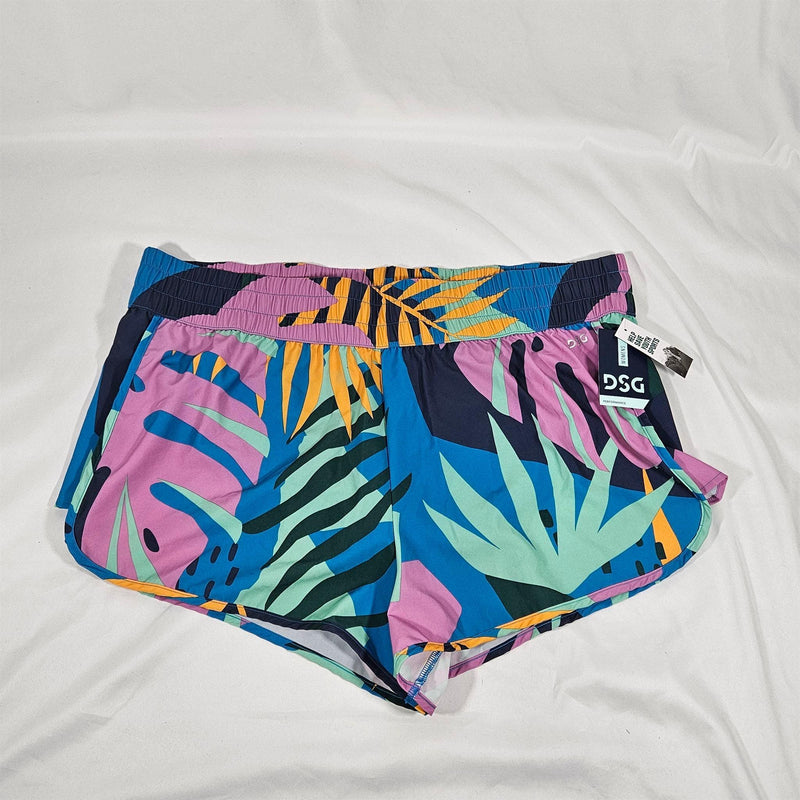 Load image into Gallery viewer, DSG Women&#39;s High Rise Stride Shorts Large Palms Blue Shop Now at Rainy Day Deliveries
