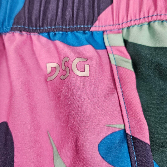 DSG Women's High Rise Stride Shorts Large Palms Blue Shop Now at Rainy Day Deliveries