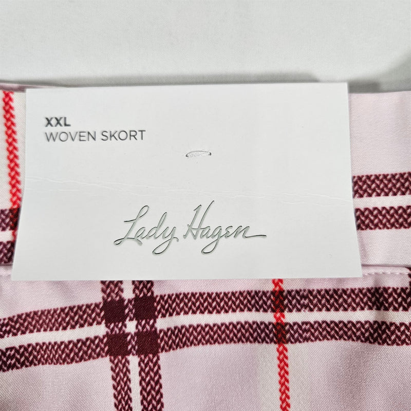 Load image into Gallery viewer, Lady Hagen Women&#39;s Clubhouse 16&quot; Woven Skort Plaid Pink - XXL Shop Now at Rainy Day Deliveries
