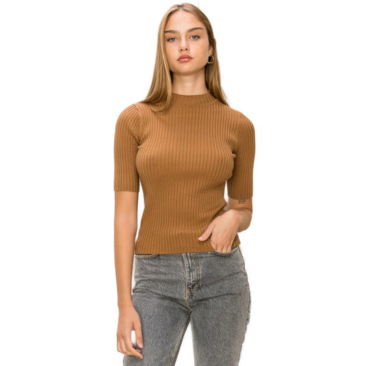 She's Cool Ribbed Mock Neck Sweater Top: Your Go-To for Cozy Chic Shop Now at Rainy Day Deliveries