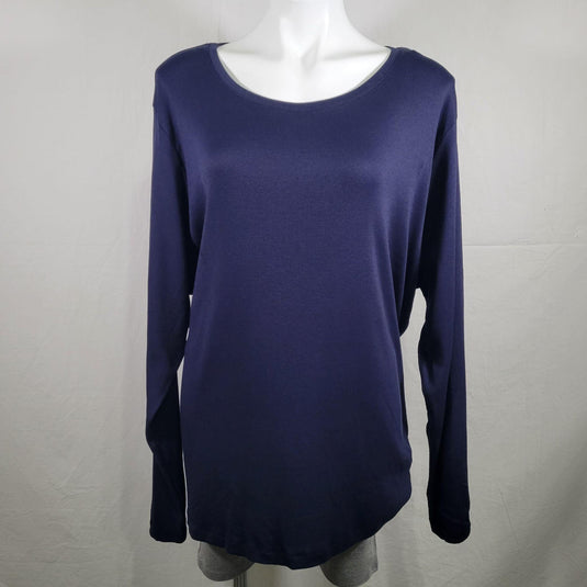 Womens Long Sleeve Ribbed T Shirt by A New Day - Plus Size 3XL Navy Shop Now at Rainy Day Deliveries