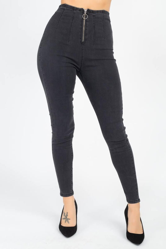 High Waist Denim Jeans with O-Ring Zipper Shop Now at Rainy Day Deliveries
