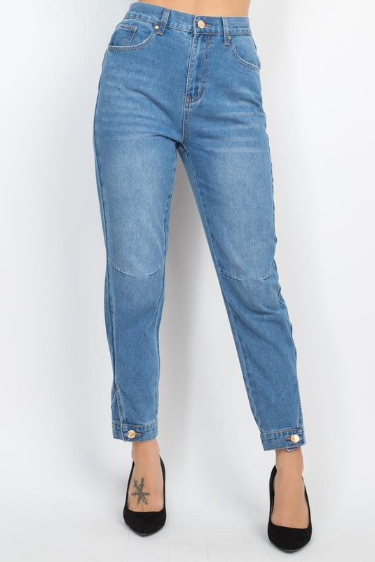 High-Rise Cuffed Button Mom Jeans Shop Now at Rainy Day Deliveries