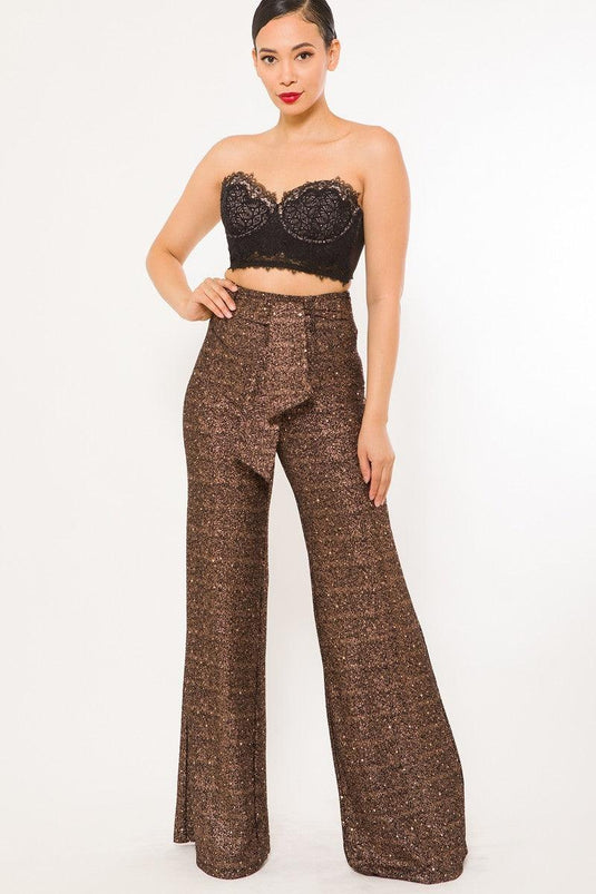 Glitz & Glam Buckle Belt Flared Pants Shop Now at Rainy Day Deliveries