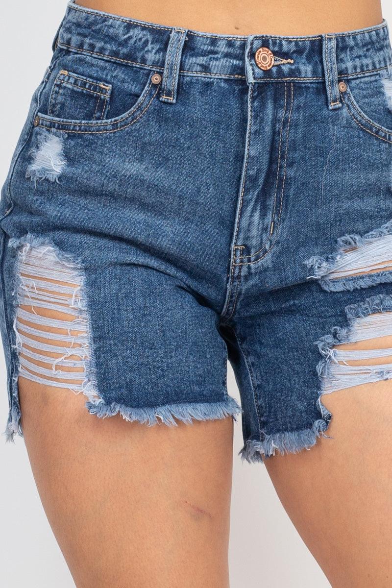 Load image into Gallery viewer, Rugged Charm Ripped Denim Shorts Shop Now at Rainy Day Deliveries
