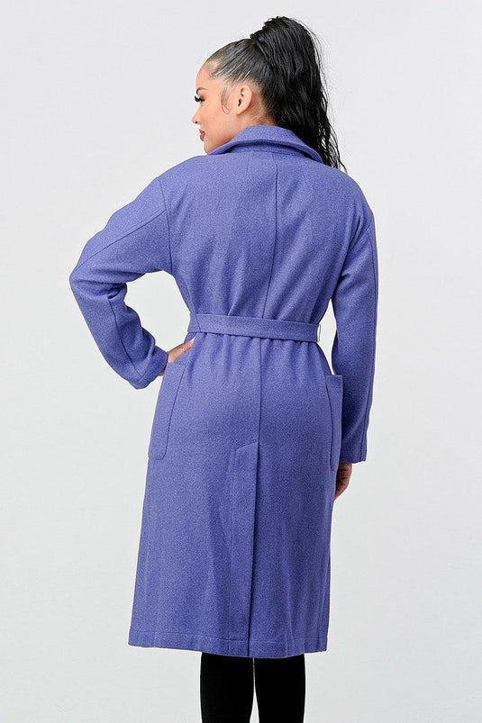 Luxe Wool-Style Midi Coat with Waist Tie Shop Now at Rainy Day Deliveries