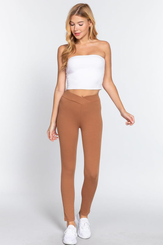 Seagull Shaped Elastic Waist Skinny Ponte Mid-Rise Pants Shop Now at Rainy Day Deliveries