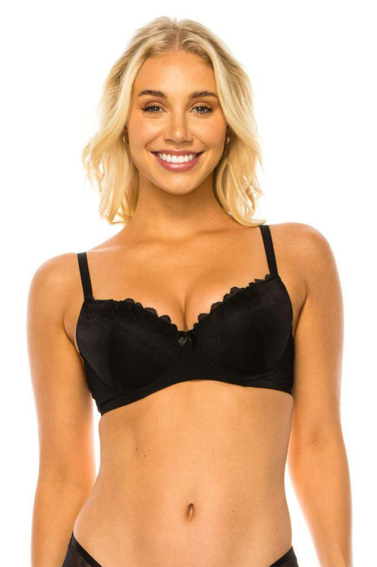 Floral Lace-Trimmed Demi Bra with Two-Hook Closure & Underwire Shop Now at Rainy Day Deliveries