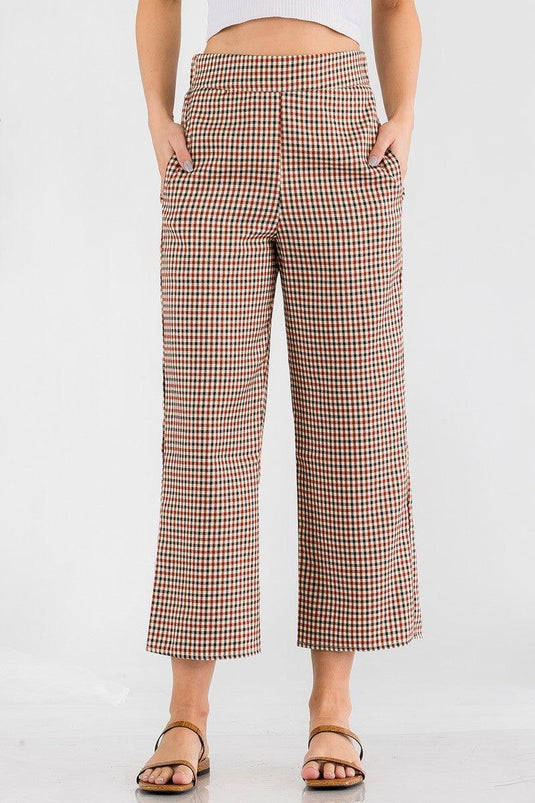 Red Plaid High Waisted Chic Pants Shop Now at Rainy Day Deliveries
