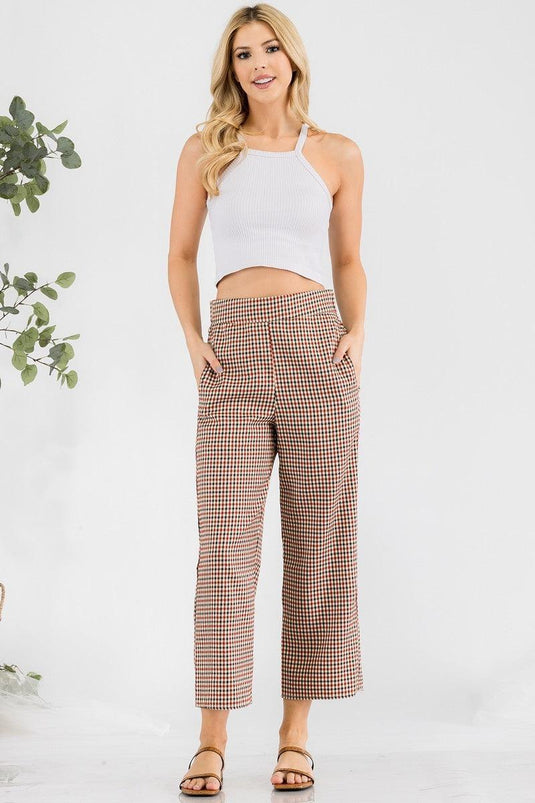 Red Plaid High Waisted Chic Pants Shop Now at Rainy Day Deliveries