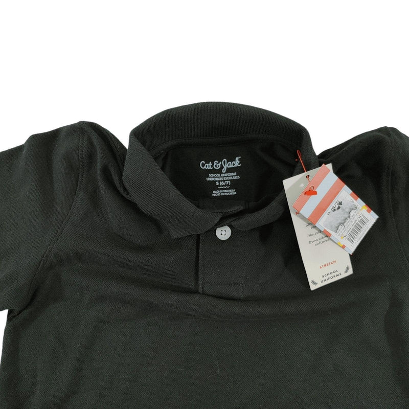 Load image into Gallery viewer, Boys&#39; Short Sleeve Stretch Pique Uniform Polo Shirt in Black by Cat &amp; Jack Shop Now at Rainy Day Deliveries
