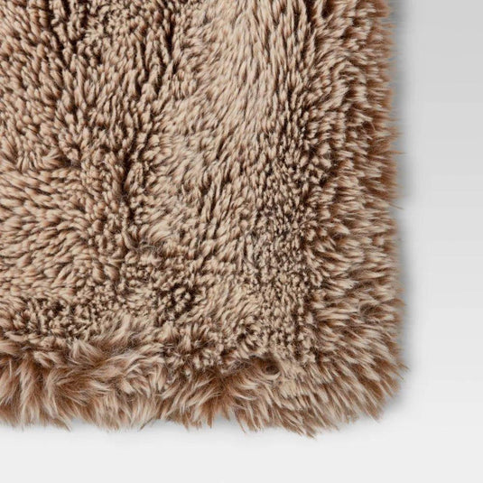 Threshold Faux Fur Throw Blanket - Brown 60