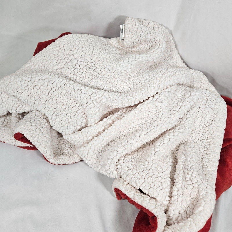 Load image into Gallery viewer, Threshold Fleece Throw Blanket with White Sherpa Reverse - 60&quot; x 50&quot;, Red Shop Now at Rainy Day Deliveries
