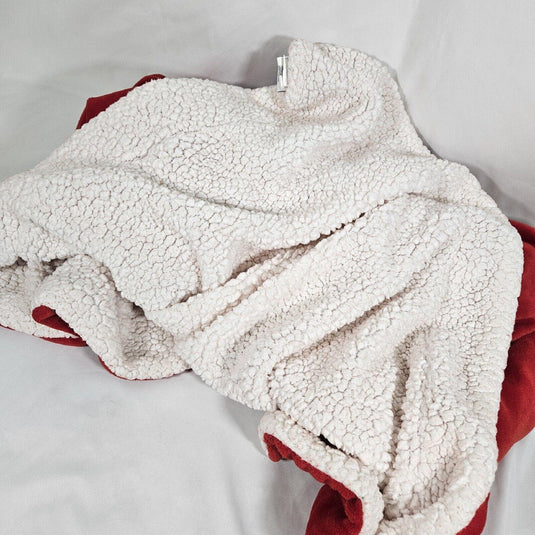 Threshold Fleece Throw Blanket with White Sherpa Reverse - 60" x 50", Red Shop Now at Rainy Day Deliveries