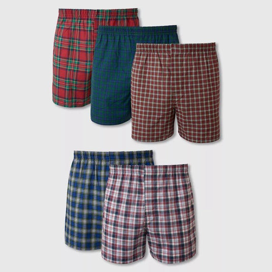Hanes Men's 5-Pack Boxer Shorts Tartan - Multi Color Small Shop Now at Rainy Day Deliveries