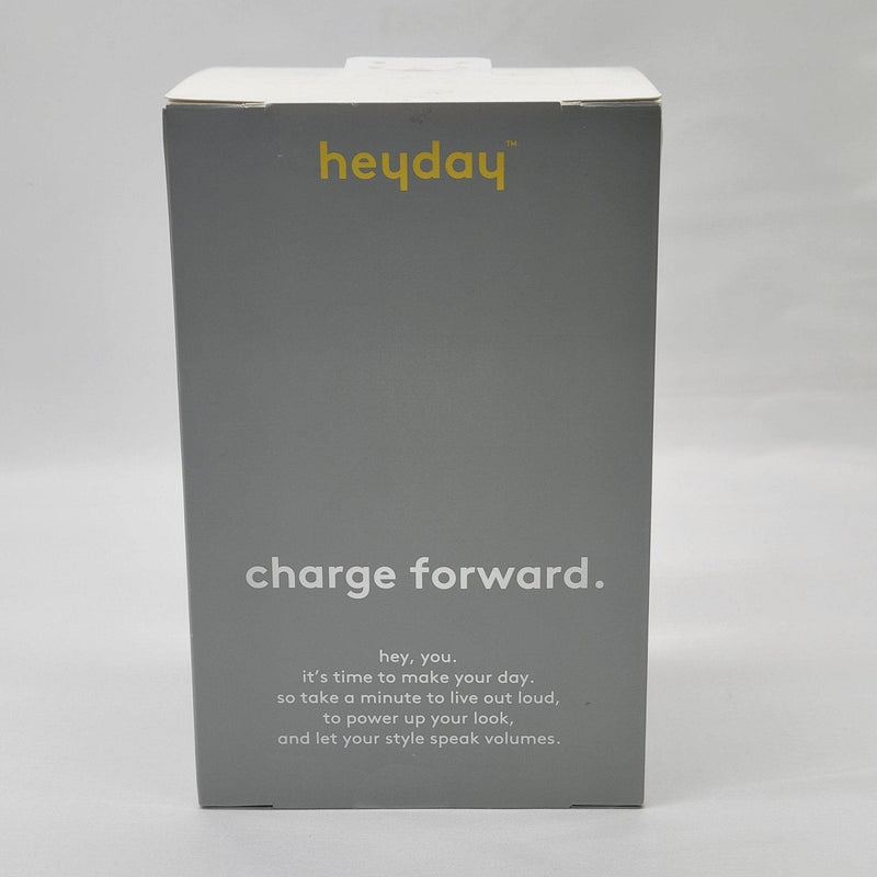 Load image into Gallery viewer, Packaging box for Heyday MagSafe wireless charging stand with text &#39;charge forward&#39; on a gray background, indicating style and functionality.
