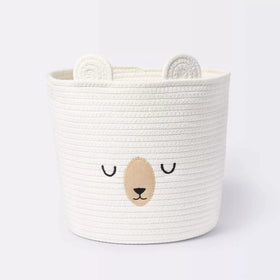 Cloud Island Coil Rope Basket Sleepy Bear - Cream Shop Now at Rainy Day Deliveries