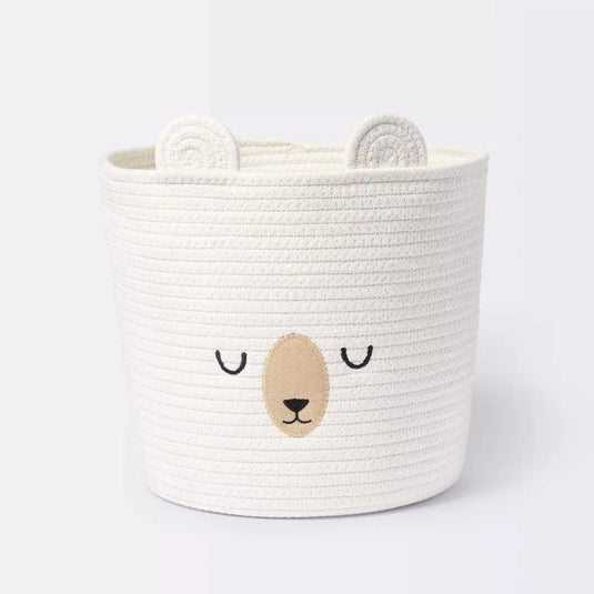 Cloud Island Coil Rope Basket Sleepy Bear - Cream Shop Now at Rainy Day Deliveries