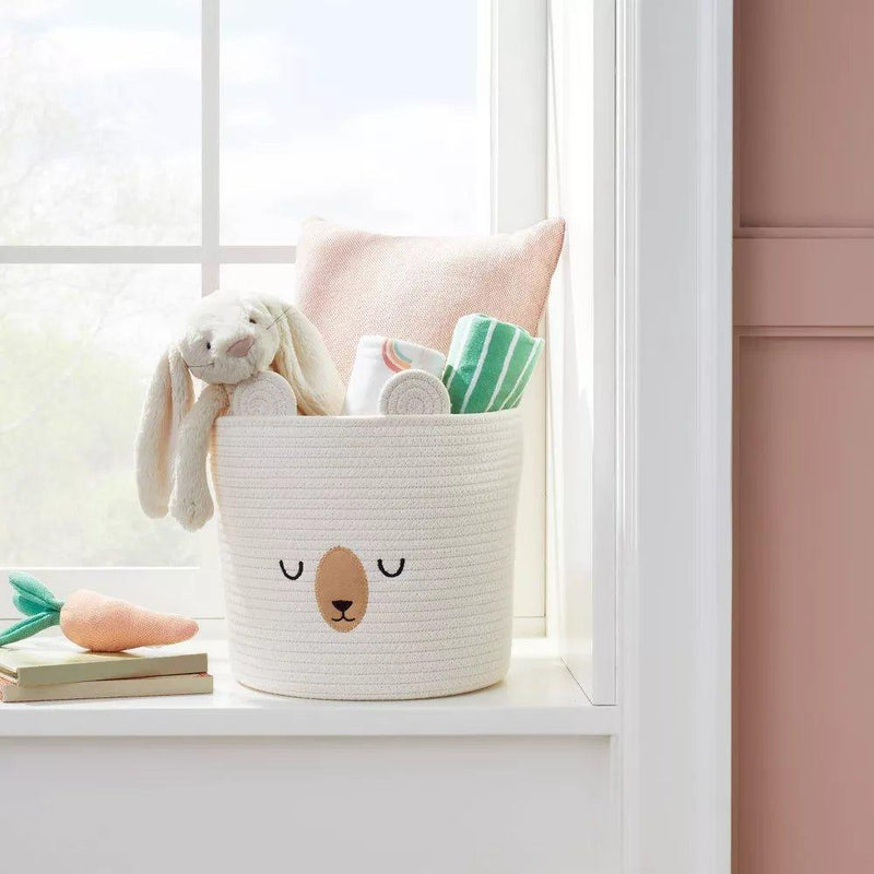 Load image into Gallery viewer, Cloud Island Coil Rope Basket Sleepy Bear - Cream Shop Now at Rainy Day Deliveries
