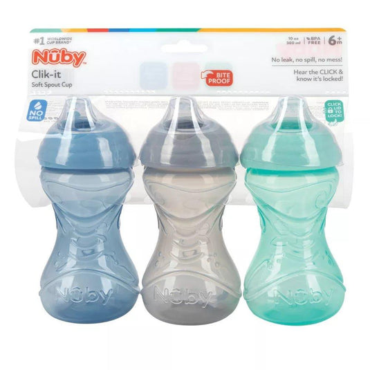 Nuby 3pk Clik-It Soft Spout Sippy Cup - Neutral - 10oz Shop Now at Rainy Day Deliveries