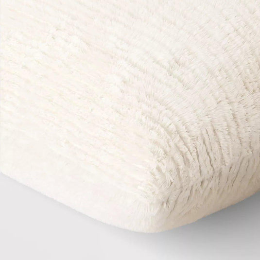 Threshold™ Decorative Lumbar Pillow – Striped Faux Fur, Ivory 20" x 14" x 5" – Elegant Indoor Accent Shop Now at Rainy Day Deliveries